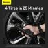 Baseus Car Tool Super Mini Inflator Tire Pump 15sec Fast Inflation, 4 Tires in 25 Minutes, Black